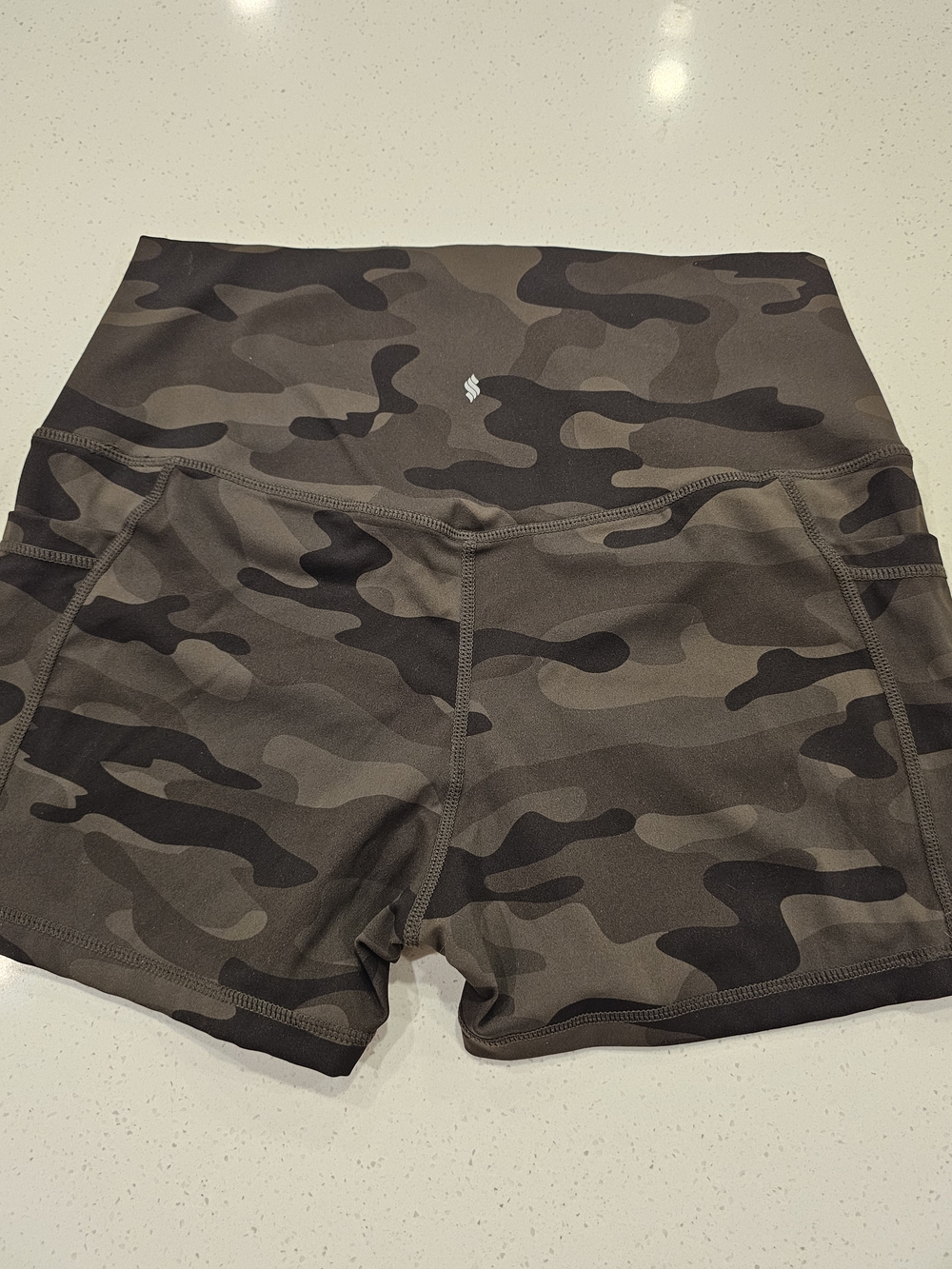 High-Waist Camo Women’s Workout Shorts